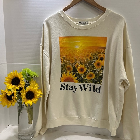 Wound Up Sweaters - Wound Up Cream and Yellow Crewneck Sweater